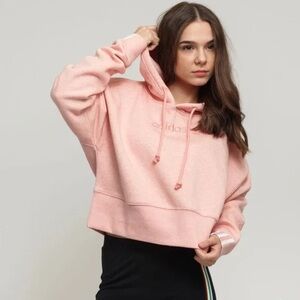Adidas Women's Cropped Pink Hoodie Small